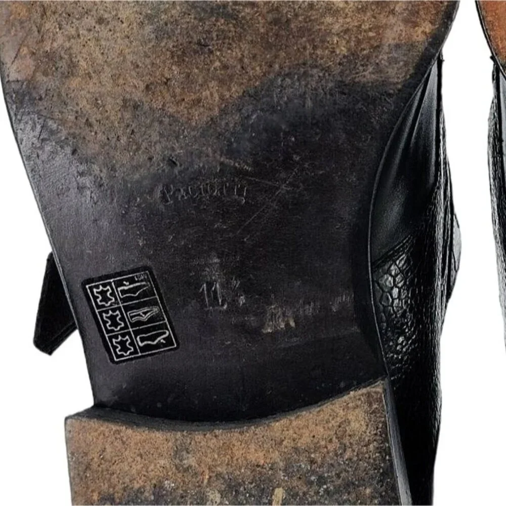 Cesare Paciotti Mens 12 Italy Black Leather Alligator Monk Loafers Dress Shoes - Picture 12 of 12